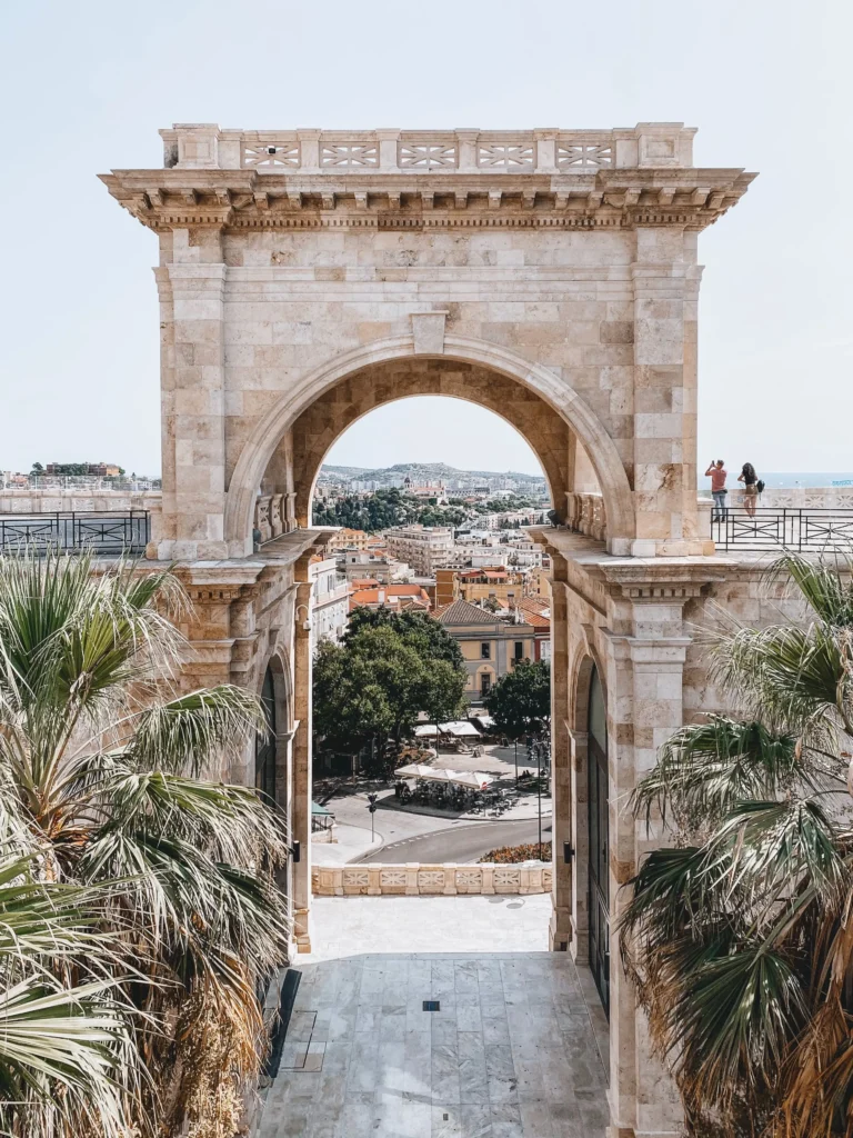 View of the Bastion of Saint Remy, Cagliari's Arch of Triumph.